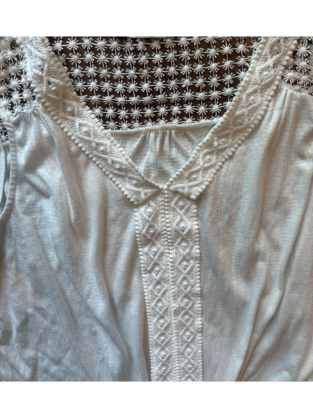 All In Love Boho Lace Tie Front Tank Top Cottagecore Coastal Grandma M - Picture 3 of 5